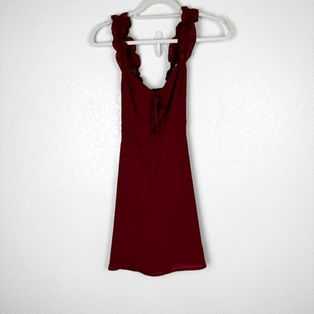 Aritzia Sunday Best Red Rust Flirt Ruffle Mini Dress Size 6